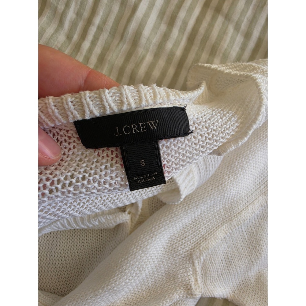 J.Crew White Mesh Lightweight Preppy Old Money Quiet Luxury Resort Sweater sz S - Picture 6 of 7